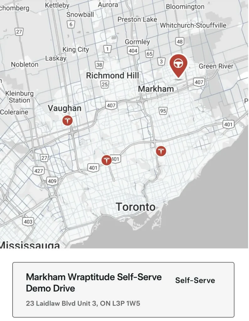 torontos first wrap shop to ffer tesla self serve test rives